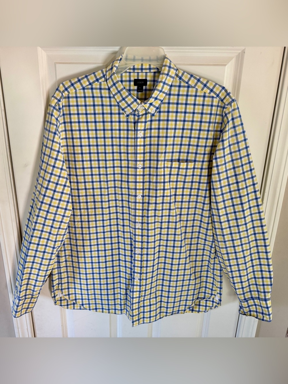 J. Crew Yellow and Blue Check Button-Down Shirt